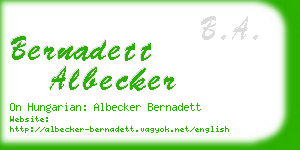 bernadett albecker business card